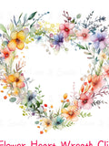 25 Pastel Flower Heart Wreath Clipart. Digital Valentine's day Watercolor Paper. High-quality JPG, Digital Download, Free Commercial use Love Romance Flower
