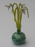 Handmade Glass Snowdrop Arrangement: Decorative Vase with Sand & Grass house warming flower