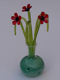 Handmade Glass Poppy Bouquet, Decorative Vase with Sand house warming flower