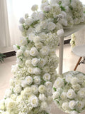 Ivory Rose Artificial Flowers Row,Wedding Backdrop,White Rose Peony Hydrangea Arch Table Flower Runner,Flower Garland,Wedding Table Flower wedding flower