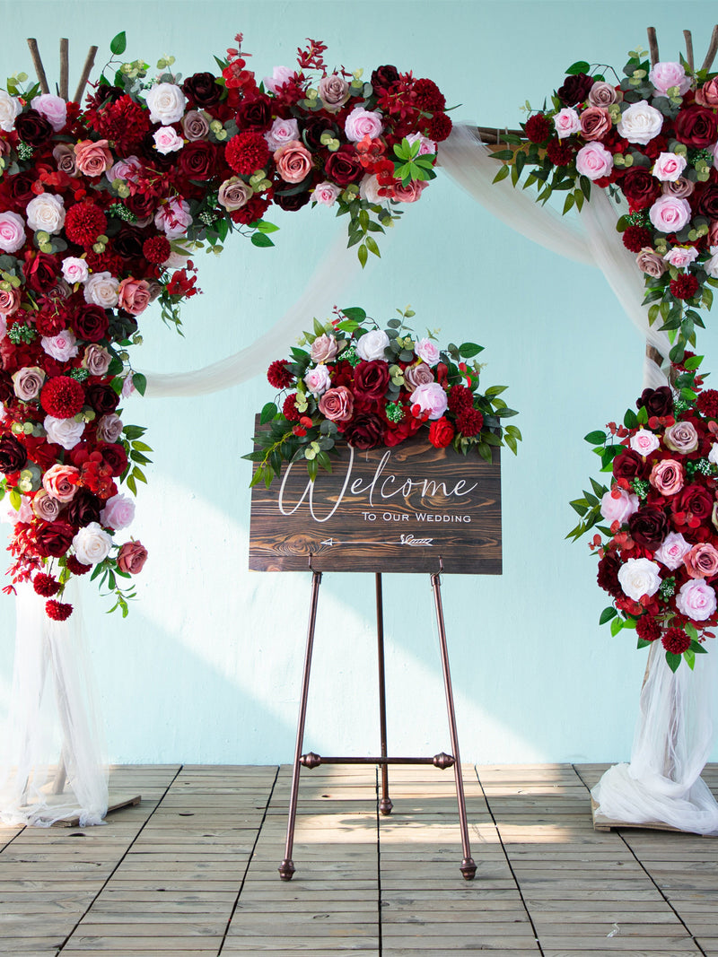 Burgundy Wedding Arch Flowers: DIY Floral Arrangement Decor wedding flower