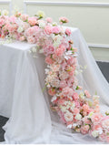Pink Rose Flower Garland,Flower Table Runner,Silk Flower Runner,Stair Floral Arrangement,Wedding Arch Flowers silk flower