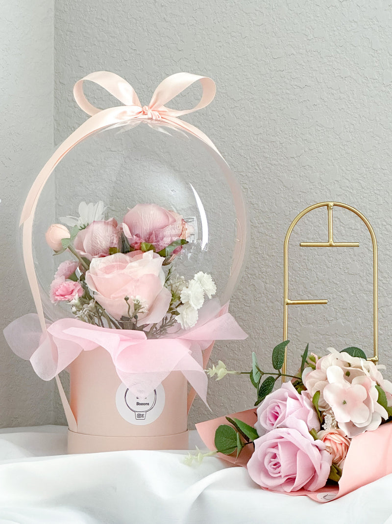 Handmade Pink Flower Balloon Gift, Personalized Flower Bouquet FLOWER DELIVERY