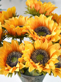 Artificial Yellow Faux Silk Sunflowers silk flower