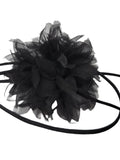 M&S Schmalberg 4" Silk Organza Black Flower Rose Choker Necklace Chrysanthemum - Made in USA silk flower