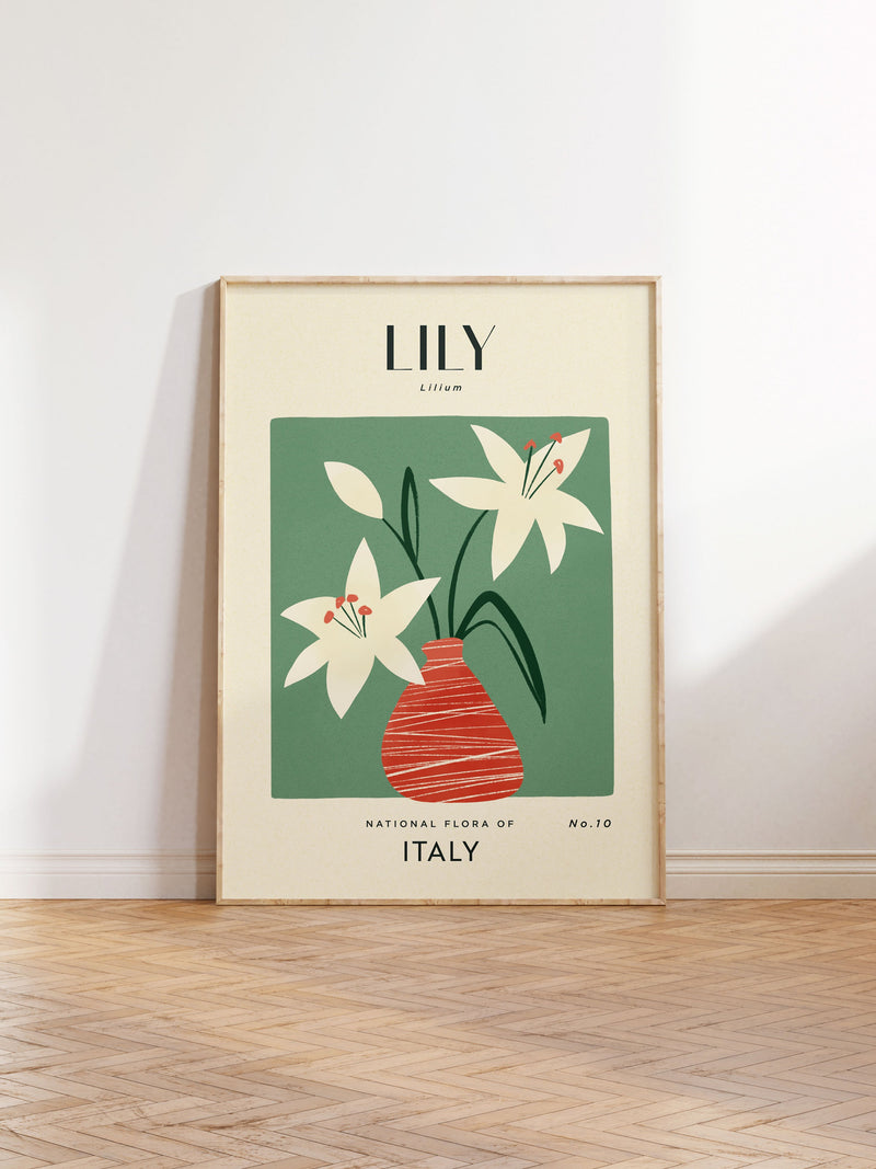 LILY Retro Art Print | Vintage Floral Home DŽcor | Boho Flower Poster | Botanical Wall Art | Italy Travel Print | House Warming Gift house warming flower