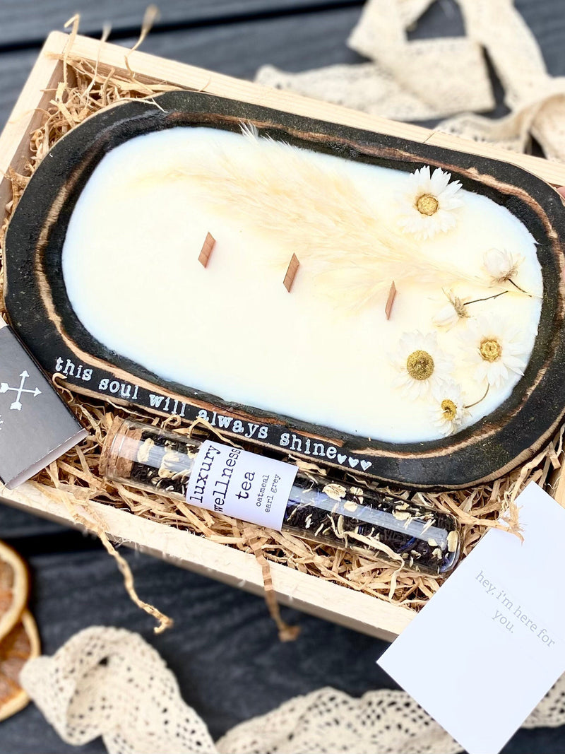 Sympathy Gift Box: Personalized Dough Bowl Candle, Bereavement Care Package sympathy flower