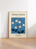 TWINFLOWER Retro Art Print | Vintage Floral Home DŽcor | Boho Flower Poster | Botanical Wall Art | Sweden Travel Print | House Warming Gift house warming flower
