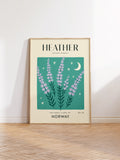 HEATHER Retro Art Print | Vintage Floral Home DŽcor | Boho Flower Poster | Botanical Wall Art | Norway Travel Print | House Warming Gift house warming flower