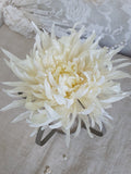 Large Creamy White Satin Chrysanthemum Brooch: Handmade Fabric Flower Pins, Wedding Corsage Brooch silk flower