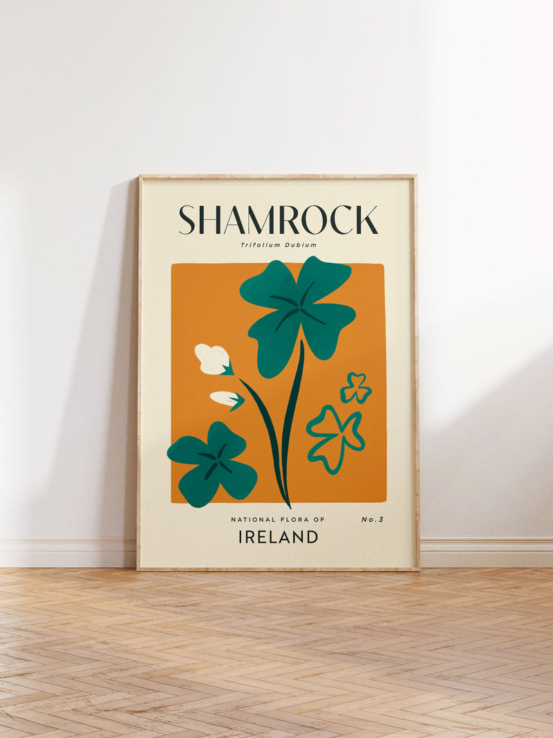 SHAMROCK Retro Art Print | Vintage Floral Home DŽcor | Boho Flower Poster | Botanical Wall Art | Ireland Travel Print | House Warming Gift house warming flower