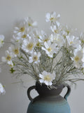23.5" White Artificial Cosmos Flowers Branch, Faux Summer Wild Flower, Fake Flowers Centerpieces | DIY Floral | Wedding/Home Decoration Gift silk flower