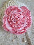 Light Pink Silk Flower Brooch: Boho Corsage Pin Hair Clip silk flower