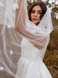 FLEUR | 3D Flower Wedding Veil, Chapel & Cathedral Lengths Drop Veil, Scattered Floral Veil, Long Veil, Statement Veil silk flower
