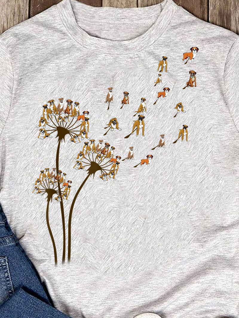 Boxer Dog Dandelion Flower Funny Animal Lover Tees Men Women T-Shirt - Gift for Dog Lovers - Funny Dog - Pet Tee - Mother's Day FLOWER DELIVERY