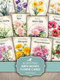 Junk Journal, Birth, Month, Flower, Cards, Floral, Pink, Blue, Birthday, Kit, Flowers, Gift, My Porch Prints, Printable, Digital Download birthday flower