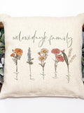 Family Garden Personalized Birth Flower Birth Month Pillow Cover, Custom Wildflower Home Decor, Personalized Pillow Cover, Personalized Gift house warming flower