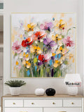 Large Colorful Flower Painting on Canvas Large Wall Art Abstract Textured Floral Landscape Painting Colorful Floral Textured Art Green Art ANNIVERSARY