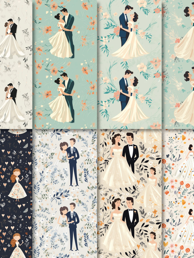 Eternal Love - 10 Romantic Wedding Seamless Patterns Love Romance Flower