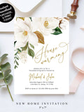 Housewarming Party Invitation, Magnolia Home Sweet Home House Warming Invitation, Editable Printable Digital Housewarming Invite Template house warming flower