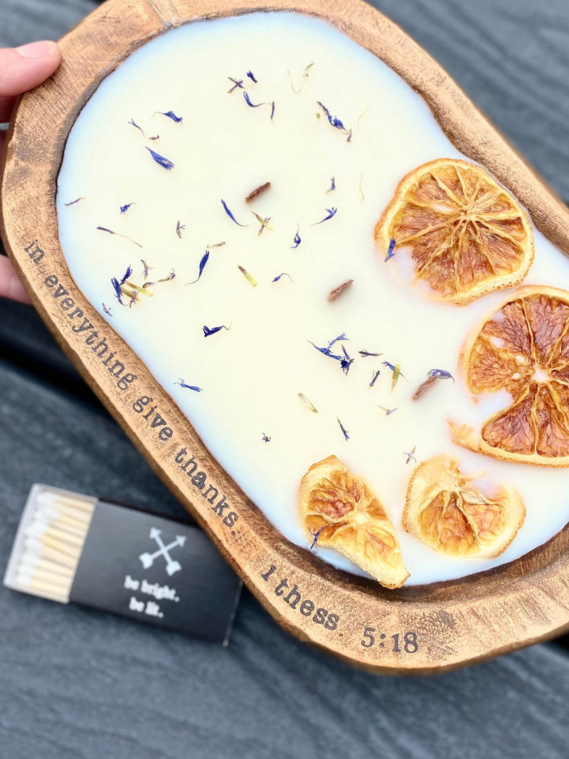 Housewarming Dough Bowl Candle, customized housewarming gift house warming flower