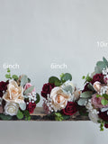 Faux Burgundy Rose Pink And Ivory Wedding Bouquet, Boho Bouquet, Bridal Bridesmaids Bouquet, Rose and Eucalyptus, Lamb's ears, Baby's Breath Bouquet