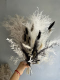 Black and White Dried Flower Bouquet, Pampas Grass Decor Bouquet