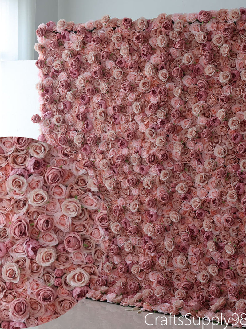 Blush Dusty Pink Artificial Rose Flower Wall Backdrop For Wedding Home Shop Event Salon Bridal Show Decor Very Nice Floral Panel Photo Decor silk flower