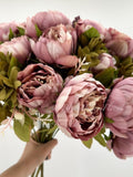 Mauve Peony Bouquet: 18'' Silk Artificial Flowers Wedding Decor silk flower