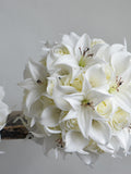 Faux Real Touch  Ivory Real Touch Roses, Tiger Lily, Calla Lily Bridal Bouquet, Aritficial Flowers Wedding Bouquets, Ivory Boutonnieres Bouquet
