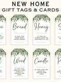 Traditional Housewarming Gift Basket Tags - Printable Greenery New Home Tags and Cards - New Home Owners Gift - Welcome Home Gift - PL90 house warming flower