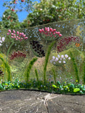 Handmade Fused Glass Flower Meadow Wave: Pink Lilac Plum house warming flower