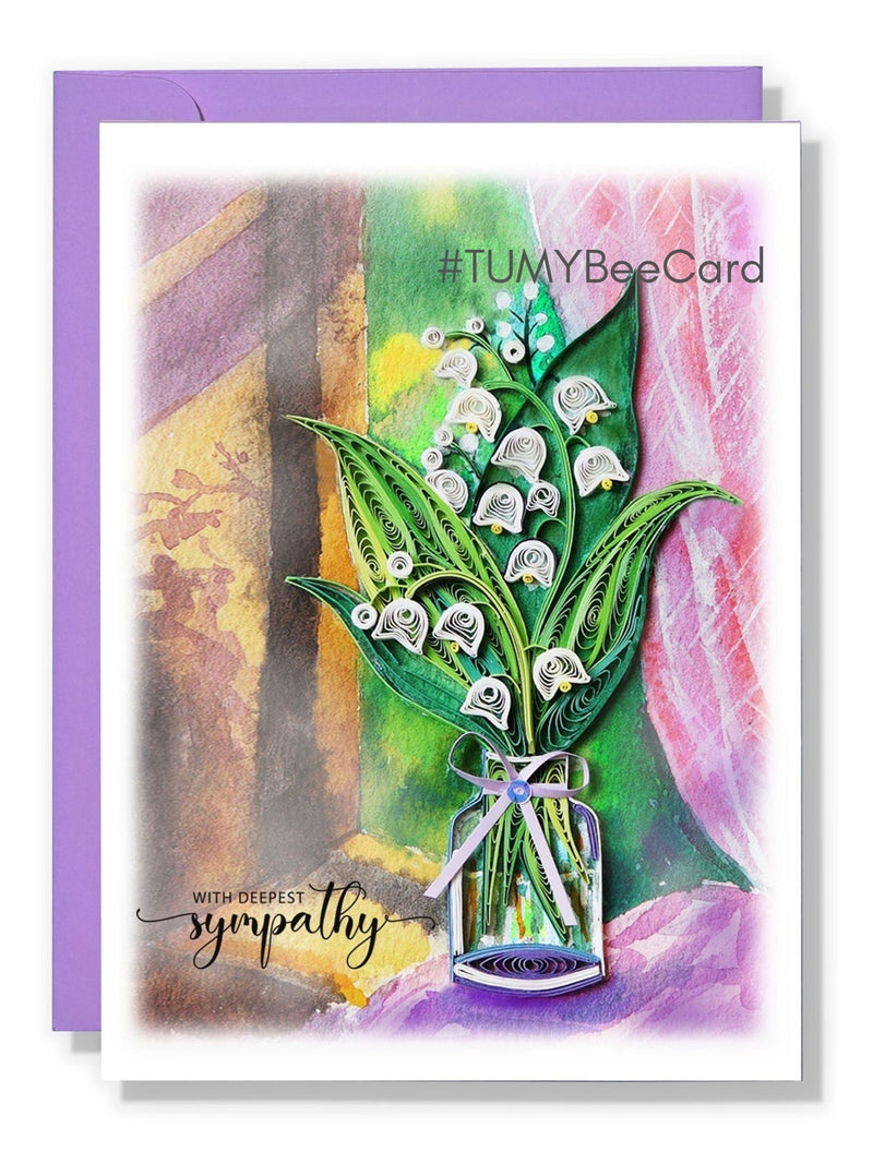 Lily of the Valley Quilling Card with Sympathy, Flower Sympathy Card, Lily of the Valley Card, With Deepest Sympathy Card for Loved One sympathy flower