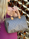 Authentic LOUIS VUITTON Speedy 30 Handbag Monogram Canvas Brown - Vintage LV Bag - Gently Pre 0wned Purse lv silk flower