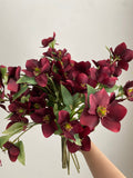 Faux Helleborus Stem -  Artificial Flower / DIY Floral / Wedding / Home Decoration / Gifts / Burgundy FLOWER DELIVERY