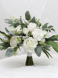 A&F White Wedding Bouquet,  Wedding Bouquet, Bridal Bouquet, Bridesmaids Bouquet, White Rose Flower Bouquet