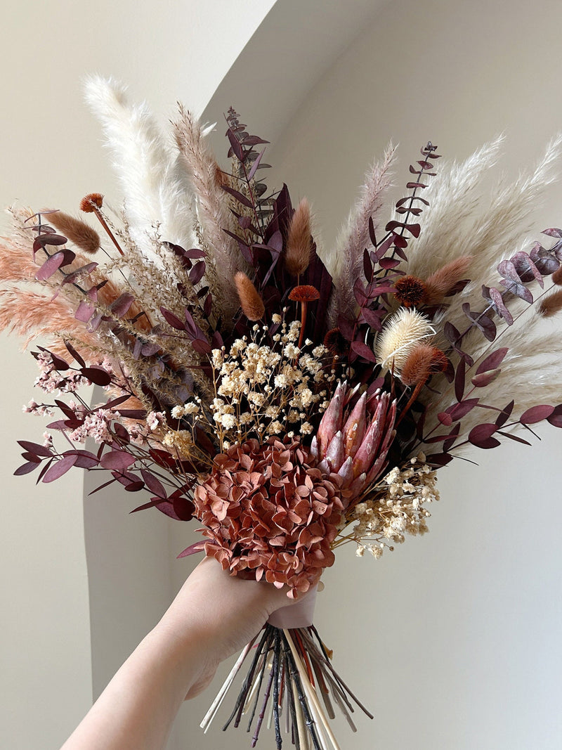 Hermosa Boho Bridal Bouquet | Vintage Dried Flower Arrangement | Rustic Neutral Pampas Decor | Handmade Preserved Flowers Bouquet