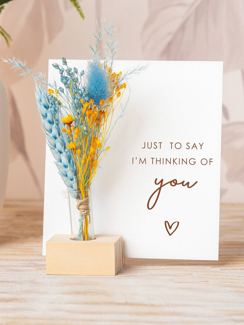 Thinkin of you Cards, Just To Say I'm Thinking Of You, Cards For Friend, For Her, Dried Flower Bouquet Vase Simple Sympathy Cards, Missing U sympathy flower
