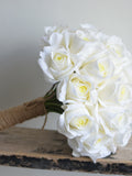 Real Touch Cream/Ivory Roses Bridal Bouquet, Faux White Flowers Wedding Bouquets, White Bridesmaids Bouquet, White Boutonnieres, Corsages Bouquet