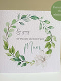Personalised Sympathy Card / So Sorry For The Very Sad Loss of Your Mum, Dad, Friend, Gran, Sister etc. / Foil Embossed Card sympathy flower