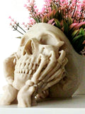 Happy Skull Planter Ð Realistic Gothic Decor Plant Pot, Dark Academia Macabre Head Planter house warming flower