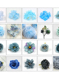 5/100PCS Various Blue Artificial Silk Flower Head Plastic Flower Faux Rose Peony For DIY Crafts Party Floral Arrangement Decor Fake Flower silk flower