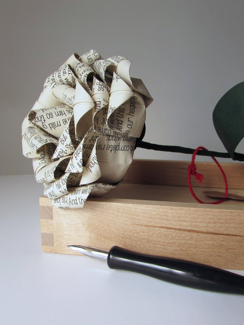 Personalised 1st Wedding Anniversary Paper Rose, Typewriter Inspired Flower ANNIVERSARY