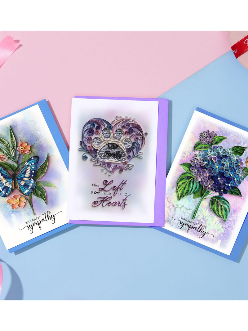 Quilling Blue Hydrangea, Pet Sympathy Card, Butterfly Quilling Card with Sympathy, Handmade Pet Loss Memory Card, With Deepest Sympathy Card sympathy flower