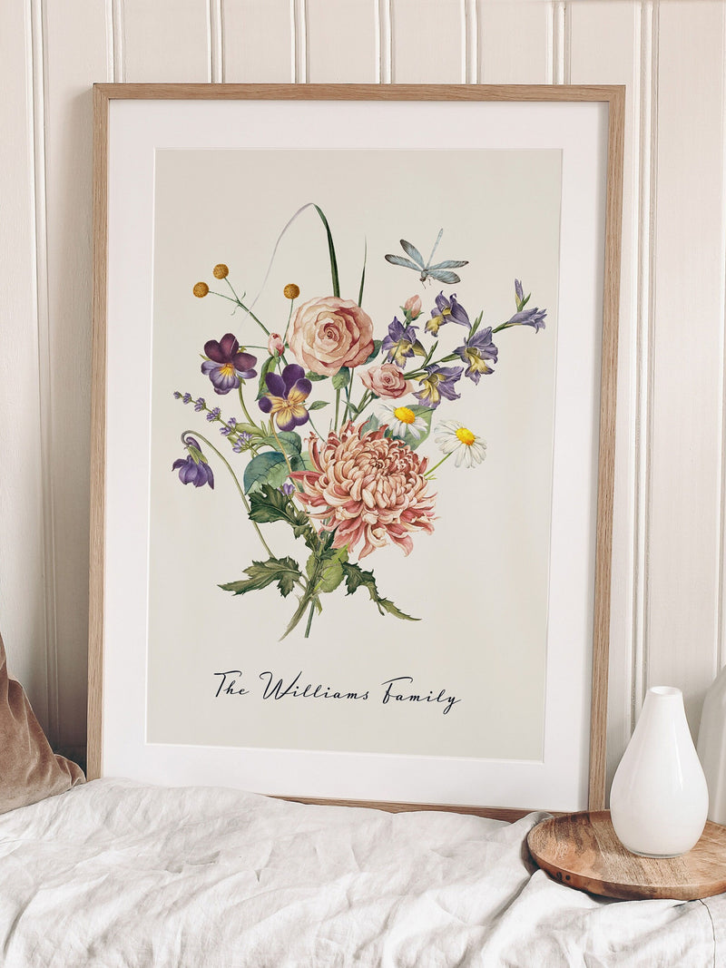 Elegant Watercolor Birth Flower Print - Thoughtful Personalized Gift for Mum birthday flower