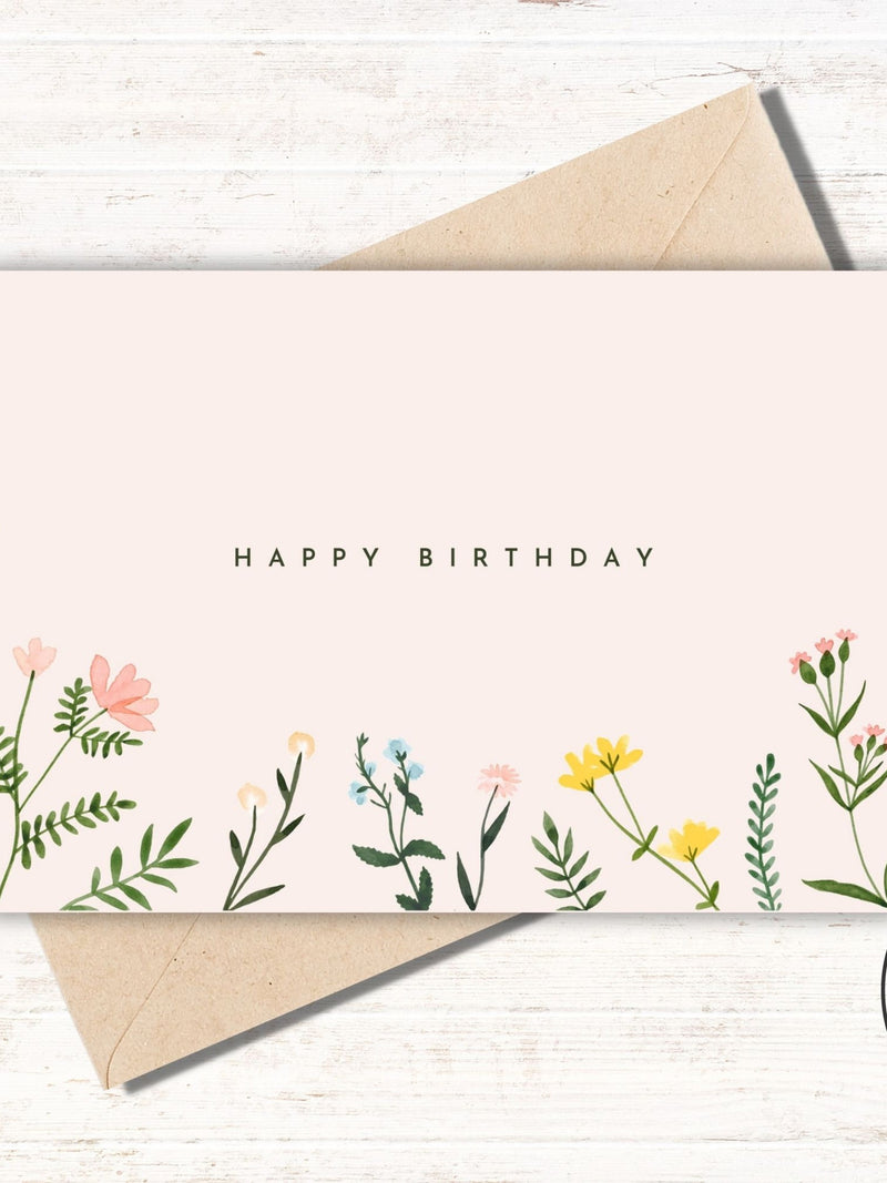 Printable Birthday Card Floral Birthday Card Flower Birthday Card Print at Home Birthday Card Happy Birthday Card for Her Digital Download birthday flower