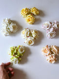Mini Silk Roses Tiny Faux Flowers, DIY Craft Supplies (Set of 3) silk flower