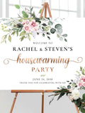 Eucalyptus Housewarming Party Welcome Sign, Greenery and Blush Flowers (Digital Printable) house warming flower