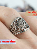 Sterling Silver Women Cocktail Ring, Flower Lace Anniversary Ring, Handcrafted Filigree Art Women Cocktail Ring ANNIVERSARY