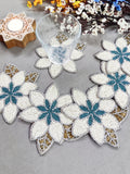 Handmade Off-white Flower Shaped Beaded Coasters - Set of 6 house warming flower